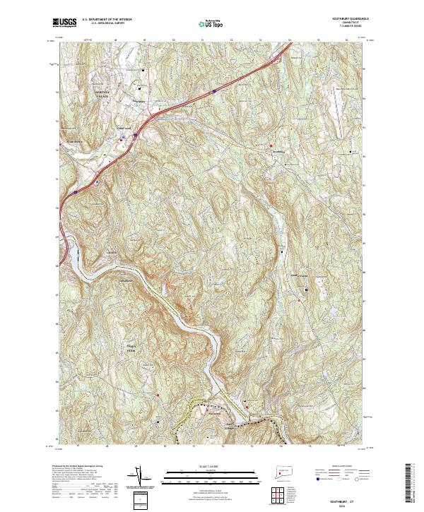 US Topo 7.5-minute map for Southbury CT