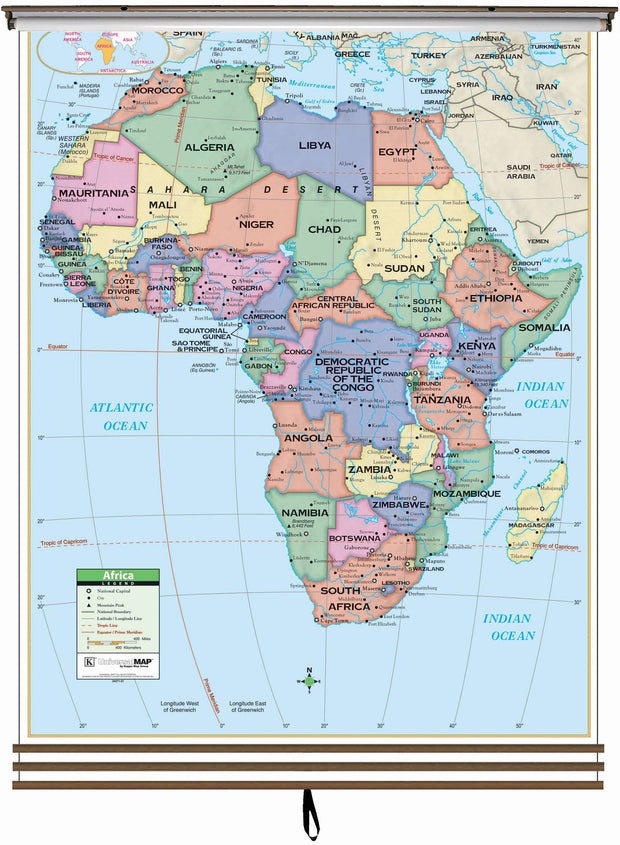 3-Map Eastern Hemisphere Spring Roller Pulldown Set - Primary Level, by Kappa Map Group