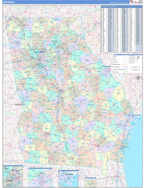 Color Cast Style Georgia Wall Map by Market Maps – American Map Store