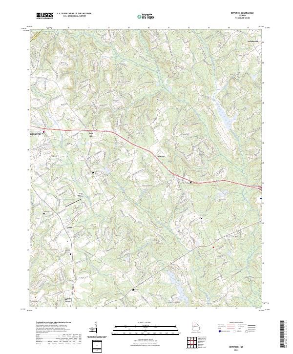 US Topo 7.5-minute map for Between GA