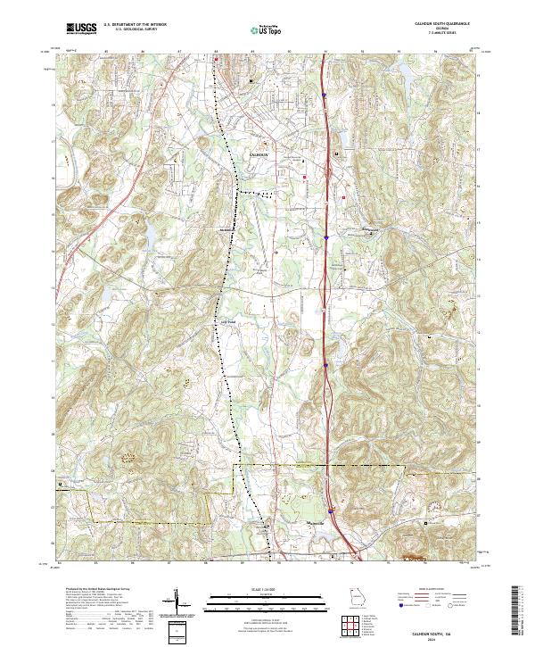 US Topo 7.5-minute map for Calhoun South GA