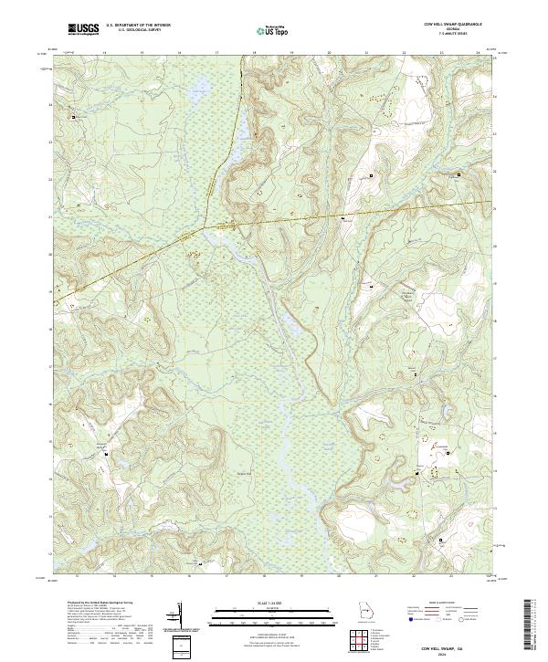 US Topo 7.5-minute map for Cow Hell Swamp GA