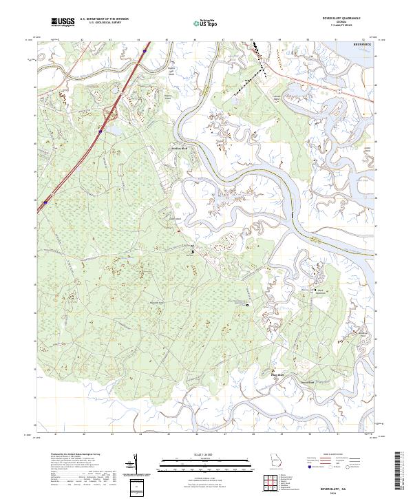 US Topo 7.5-minute map for Dover Bluff GA