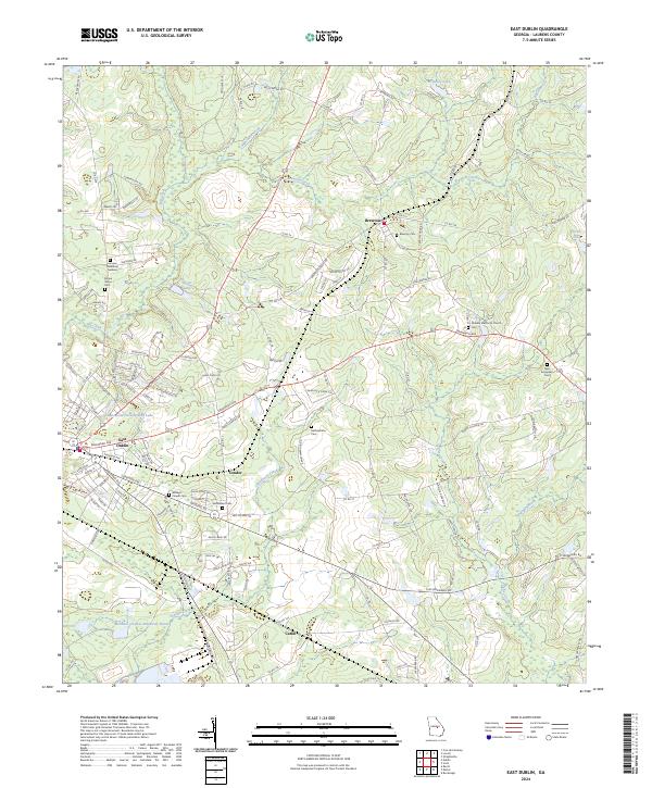 US Topo 7.5-minute map for East Dublin GA