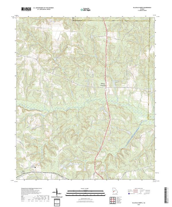 US Topo 7.5-minute map for Ellaville North GA