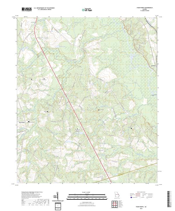 US Topo 7.5-minute map for Four Points GA