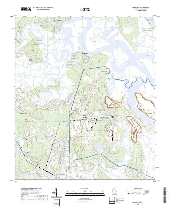 US Topo 7.5-minute map for Harrietts Bluff GA