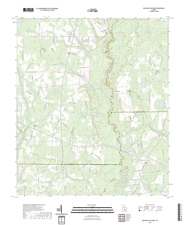 US Topo 7.5-minute map for Hastings Fish Pond GA