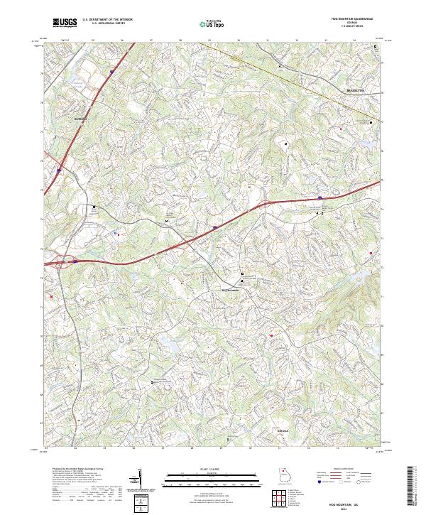 US Topo 7.5-minute map for Hog Mountain GA