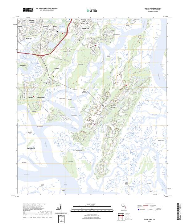 US Topo 7.5-minute map for Isle of Hope GA