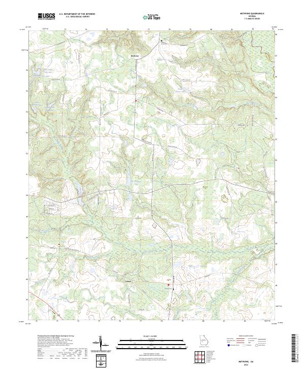 US Topo 7.5-minute map for Methvins GA