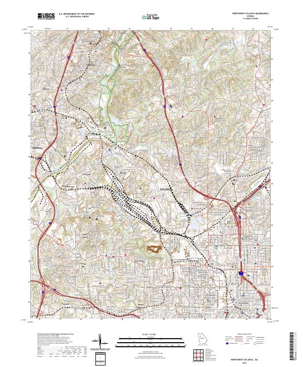 US Topo 7.5-minute map for Northwest Atlanta GA