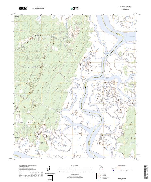 US Topo 7.5-minute map for Oak Level GA