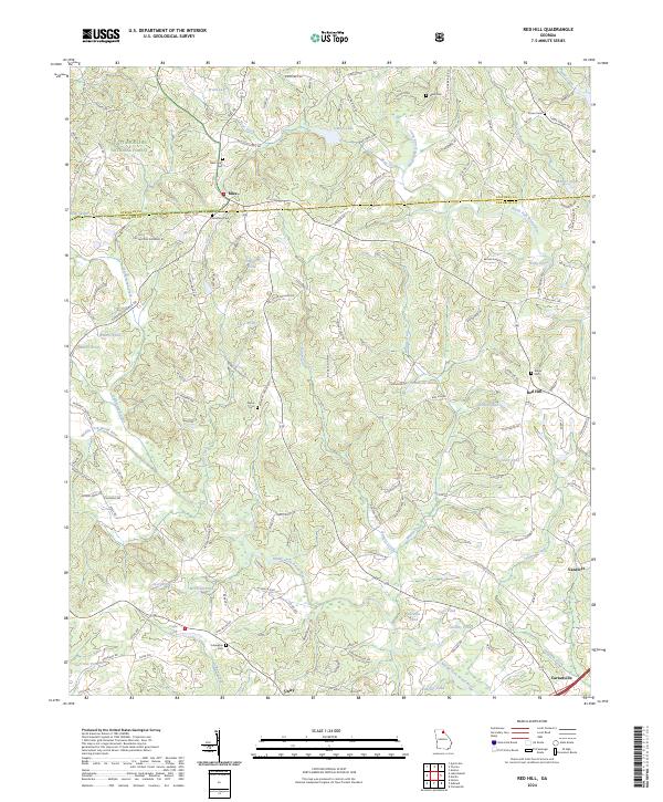 US Topo 7.5-minute map for Red Hill GA