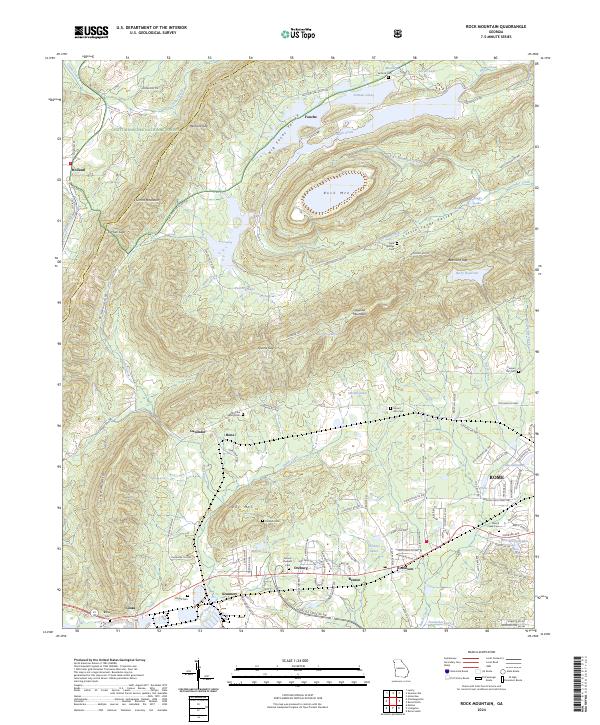 US Topo 7.5-minute map for Rock Mountain GA