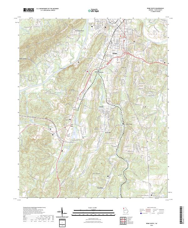 US Topo 7.5-minute map for Rome South GA