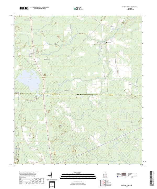 US Topo 7.5-minute map for Sandy Bottom GA