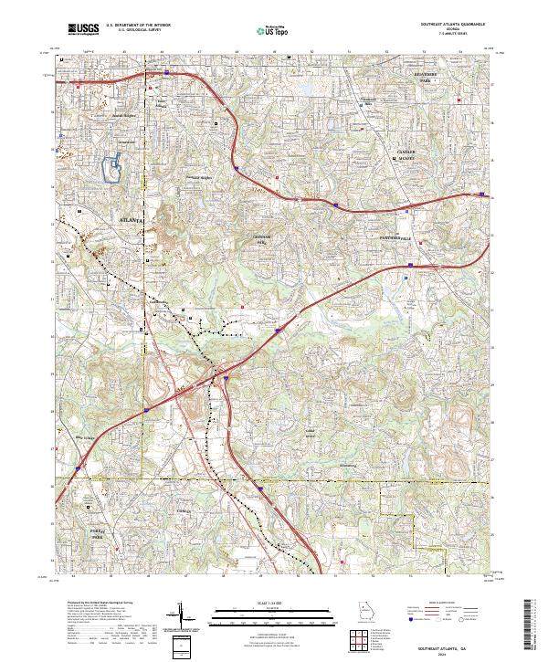 US Topo 7.5-minute map for Southeast Atlanta GA