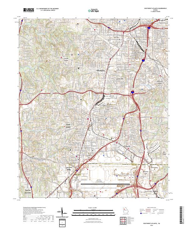 US Topo 7.5-minute map for Southwest Atlanta GA