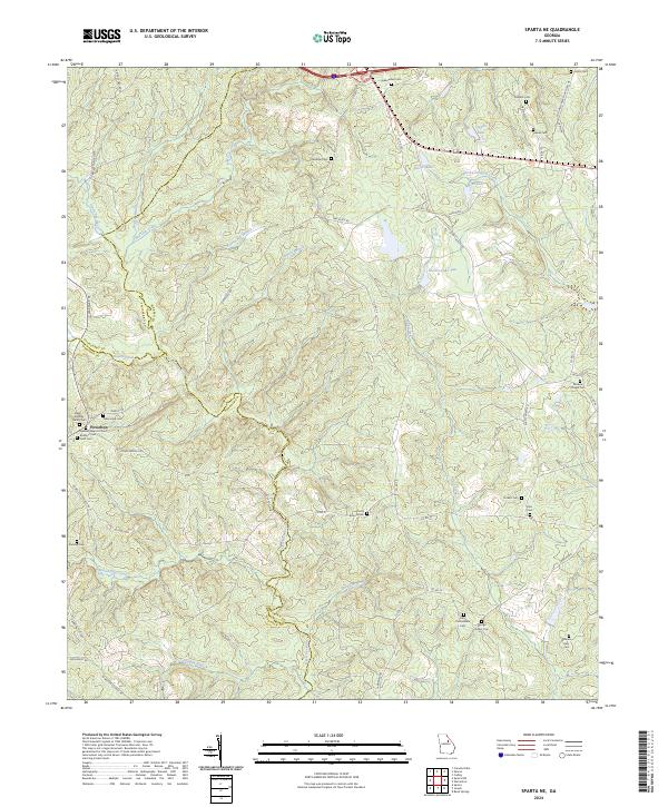 US Topo 7.5-minute map for Sparta NE GA