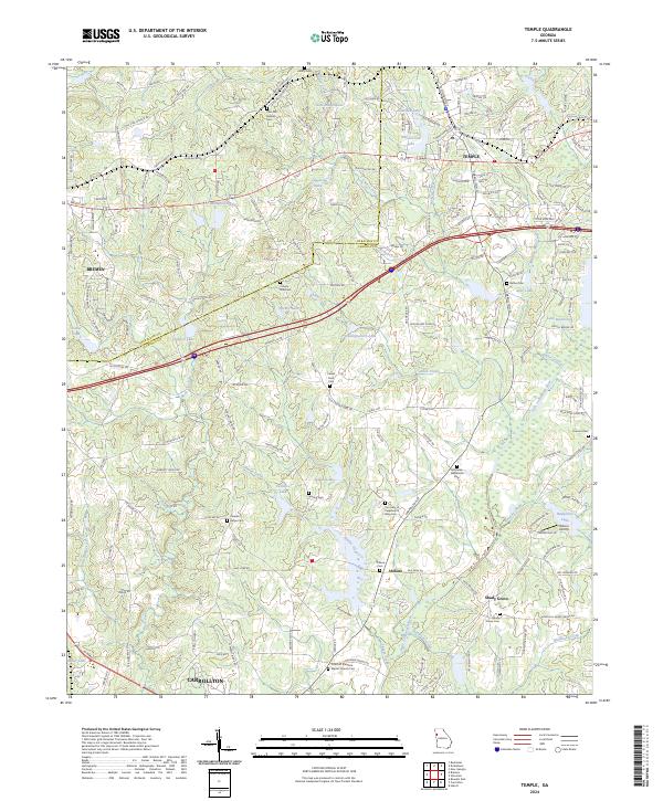 US Topo 7.5-minute map for Temple GA