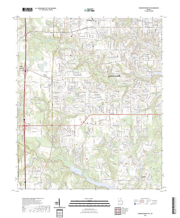 US Topo 7.5-minute map for Warner Robins SW GA