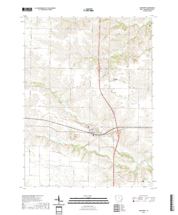 US Topo 7.5-minute map for Ainsworth IA