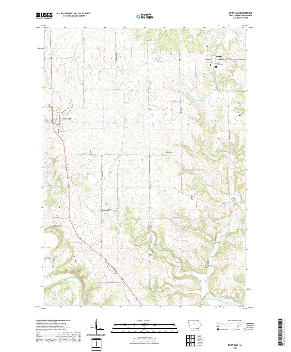 US Topo 7.5-minute map for Burr Oak IA