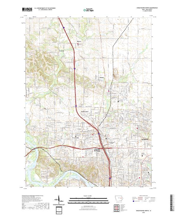 US Topo 7.5-minute map for Cedar Rapids North IA