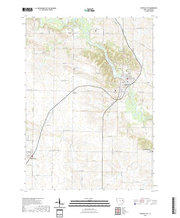 US Topo 7.5-minute map for Central City IA