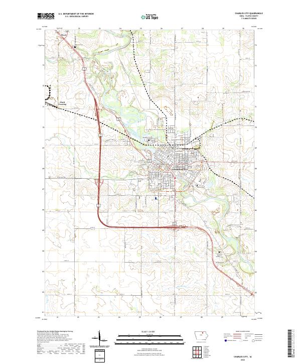 US Topo 7.5-minute map for Charles City IA