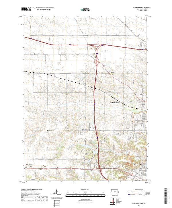 US Topo 7.5-minute map for Davenport West IA