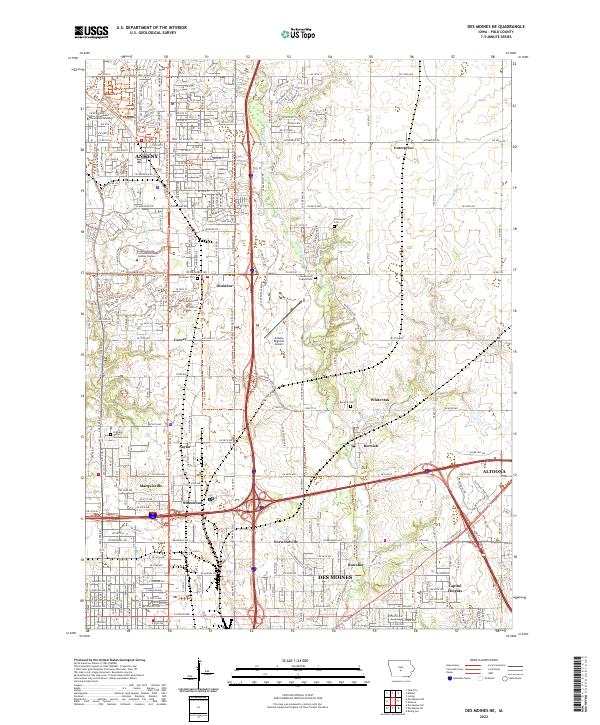 US Topo 7.5-minute map for Des Moines NE IA