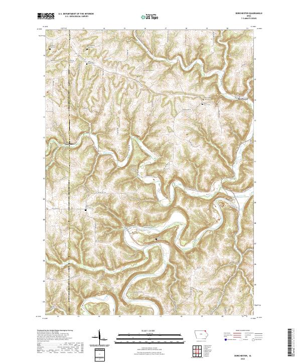 US Topo 7.5-minute map for Dorchester IA