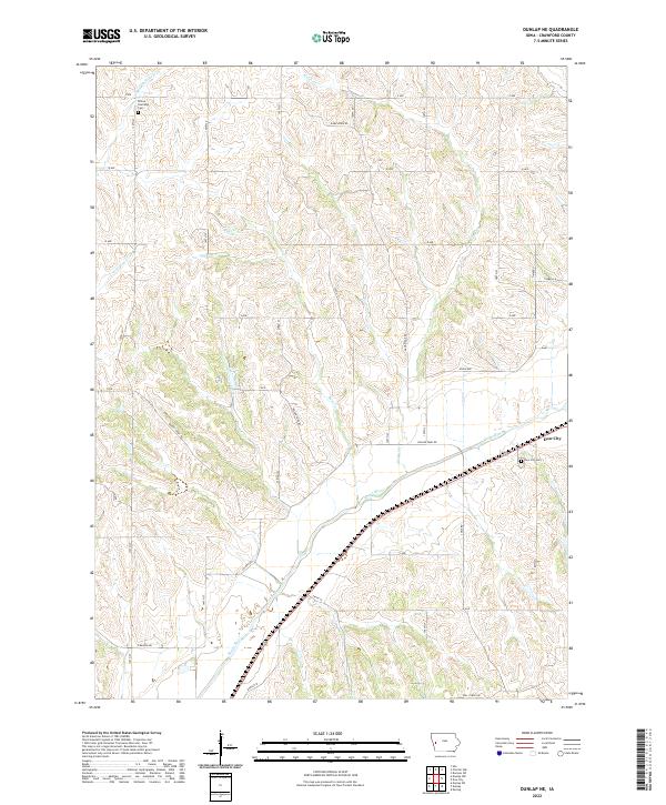 US Topo 7.5-minute map for Dunlap NE IA