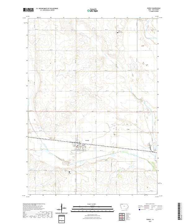 US Topo 7.5-minute map for Everly IA