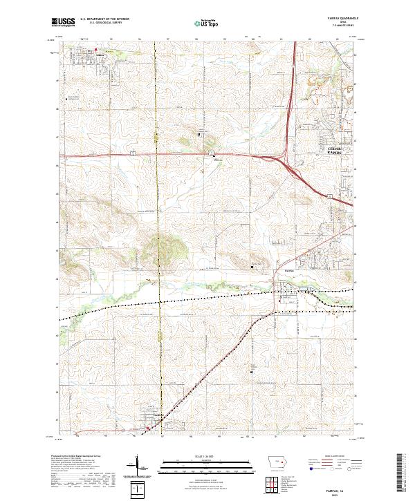 US Topo 7.5-minute map for Fairfax IA