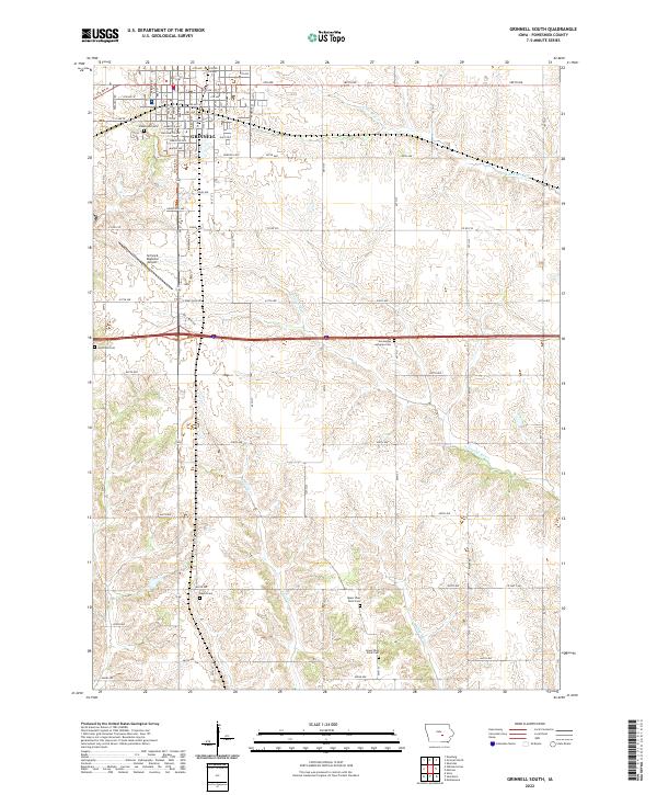 US Topo 7.5-minute map for Grinnell South IA