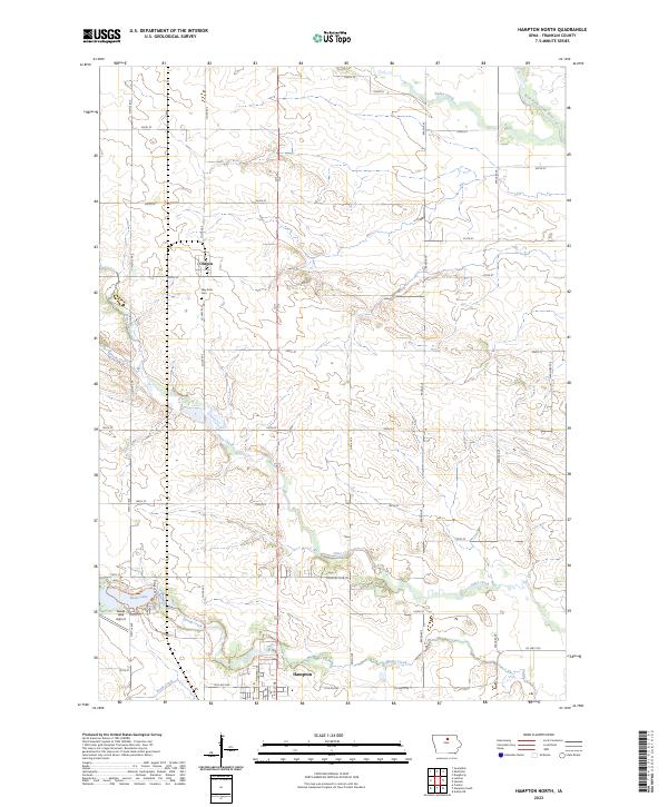 US Topo 7.5-minute map for Hampton North IA