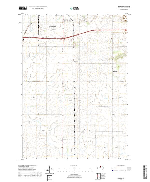 US Topo 7.5-minute map for Hanford IA