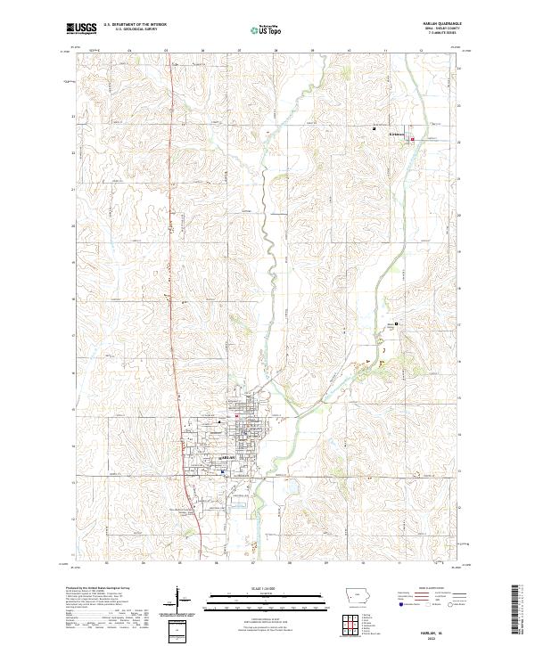 US Topo 7.5-minute map for Harlan IA