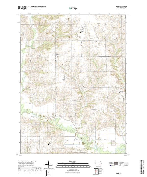 US Topo 7.5-minute map for Harper IA