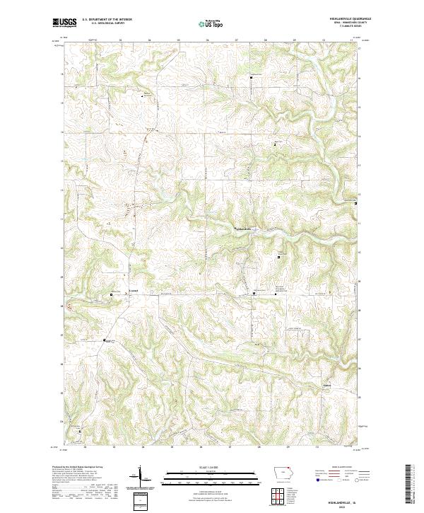 US Topo 7.5-minute map for Highlandville IA