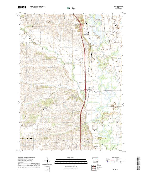 US Topo 7.5-minute map for Hills IA