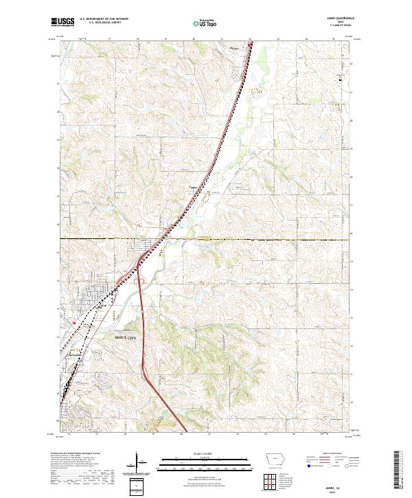 US Topo 7.5-minute map for James IA