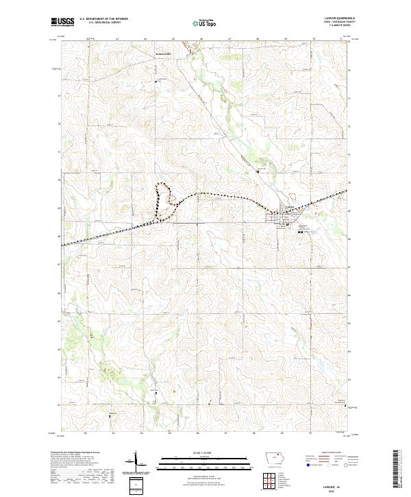 US Topo 7.5-minute map for Lawler IA