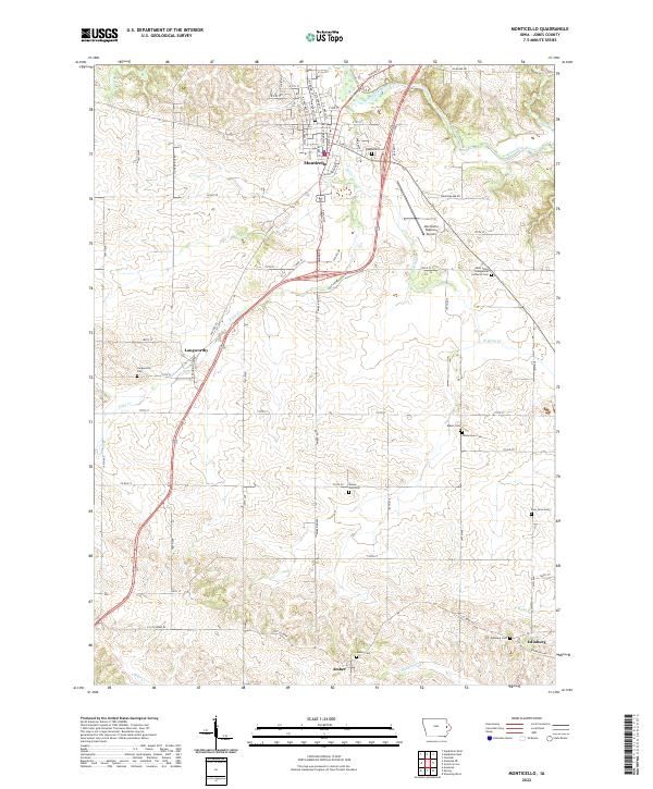 US Topo 7.5-minute map for Monticello IA