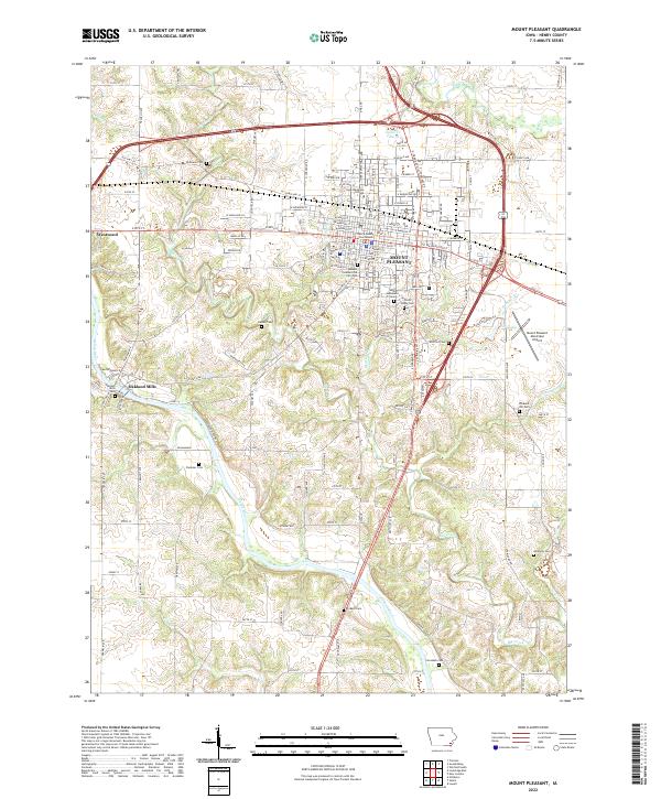 US Topo 7.5-minute map for Mount Pleasant IA