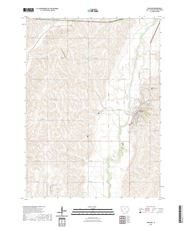 US Topo 7.5-minute map for Oakland IA