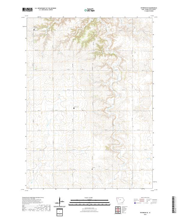 US Topo 7.5-minute map for Peterson SE IA